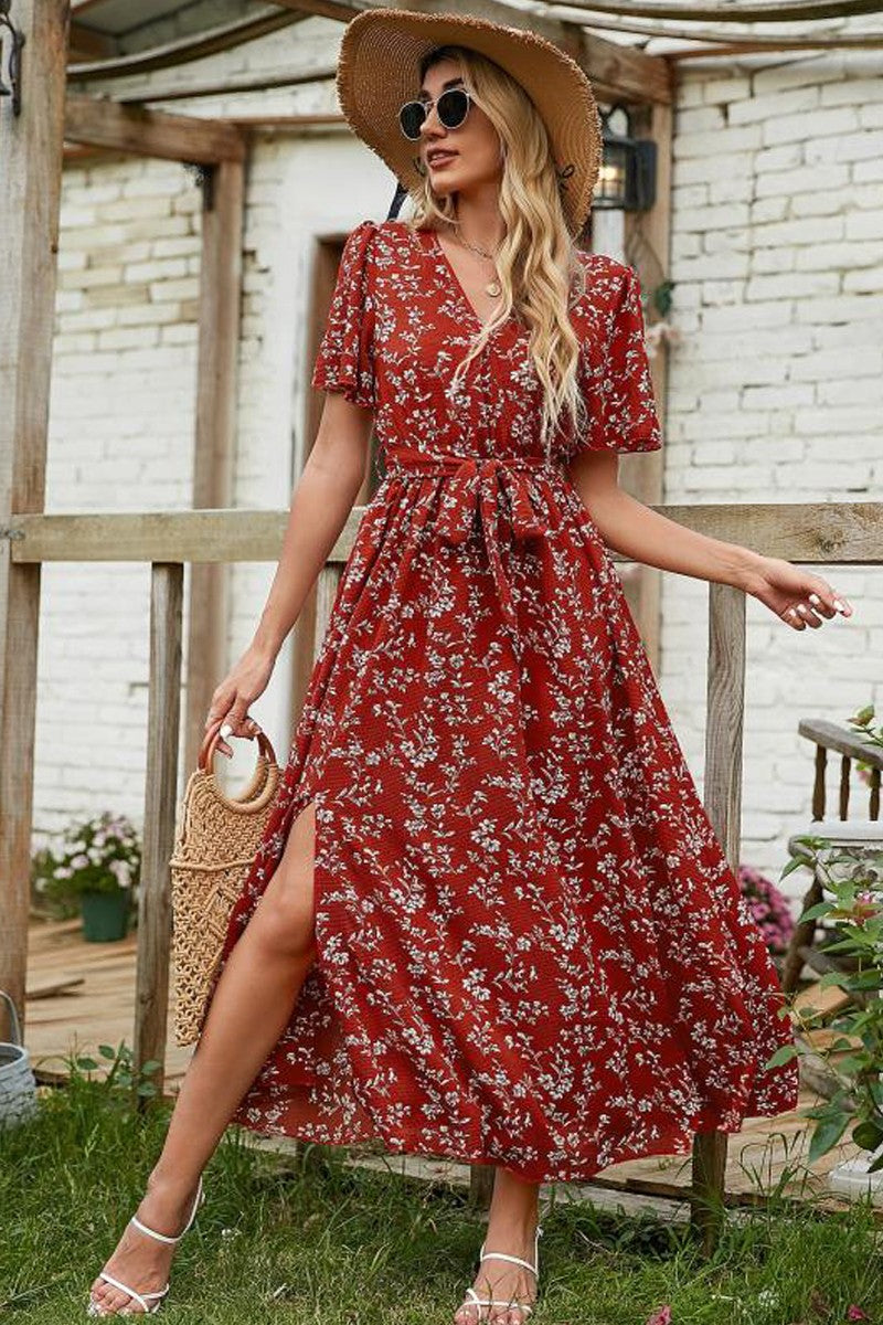 m&s floral midi dress Floral Maxi Dress Red / M