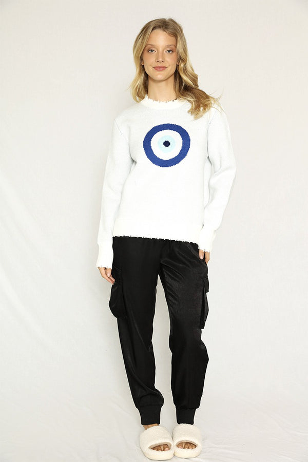 Evil Eye Knit Sweater - Miss Sparkling