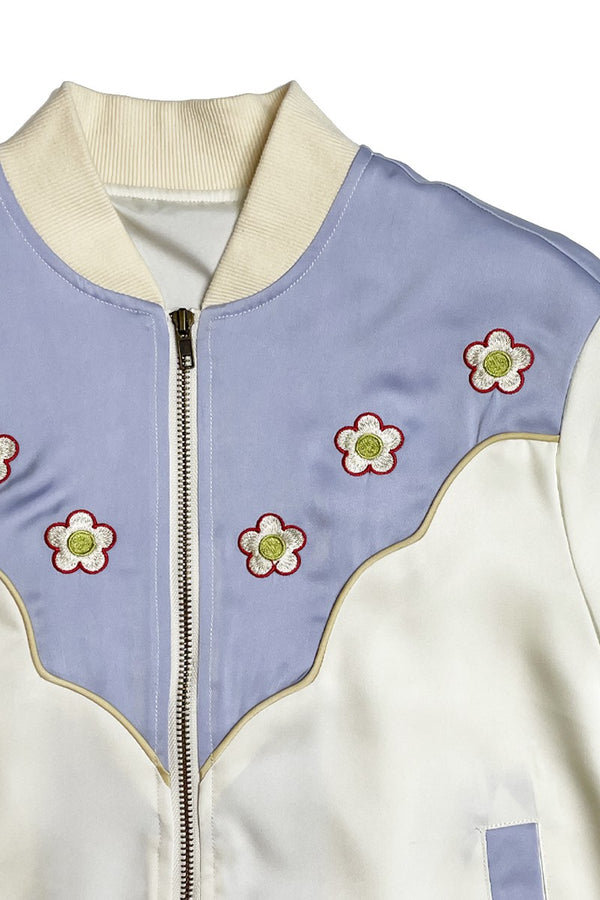 Western Satin Bomber Jacket - Miss Sparkling