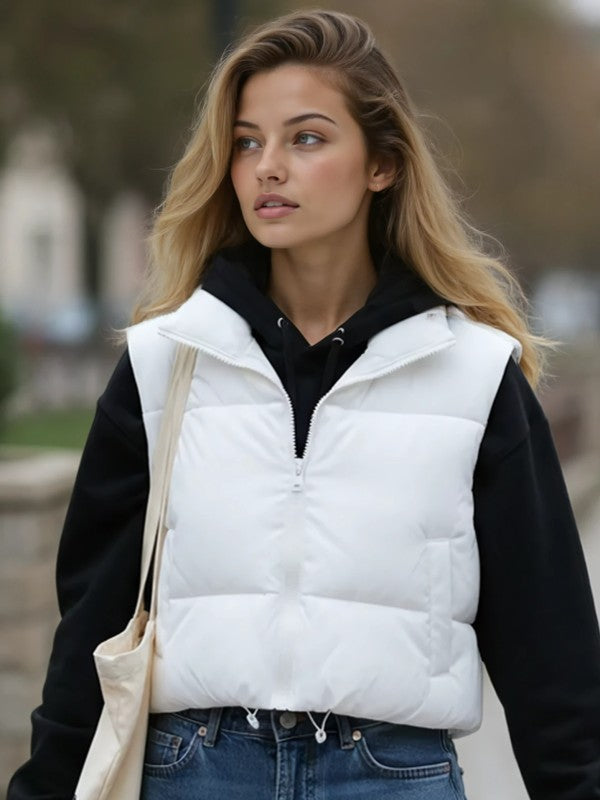 Cropped puffer vest