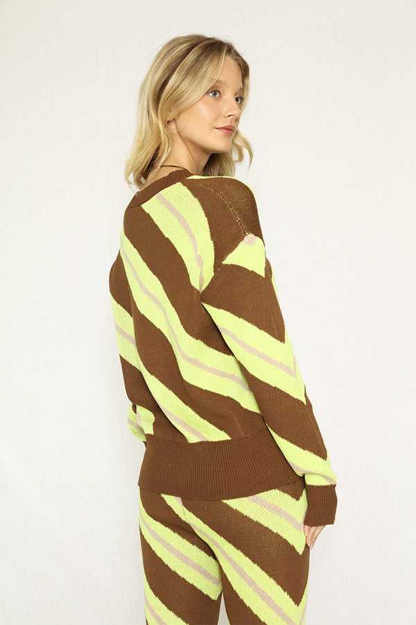 Striped Knit Sweater Set - Miss Sparkling