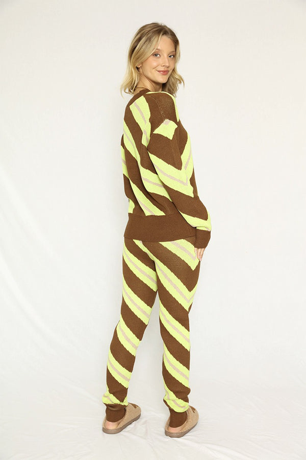 Striped Knit Sweater Set - Miss Sparkling