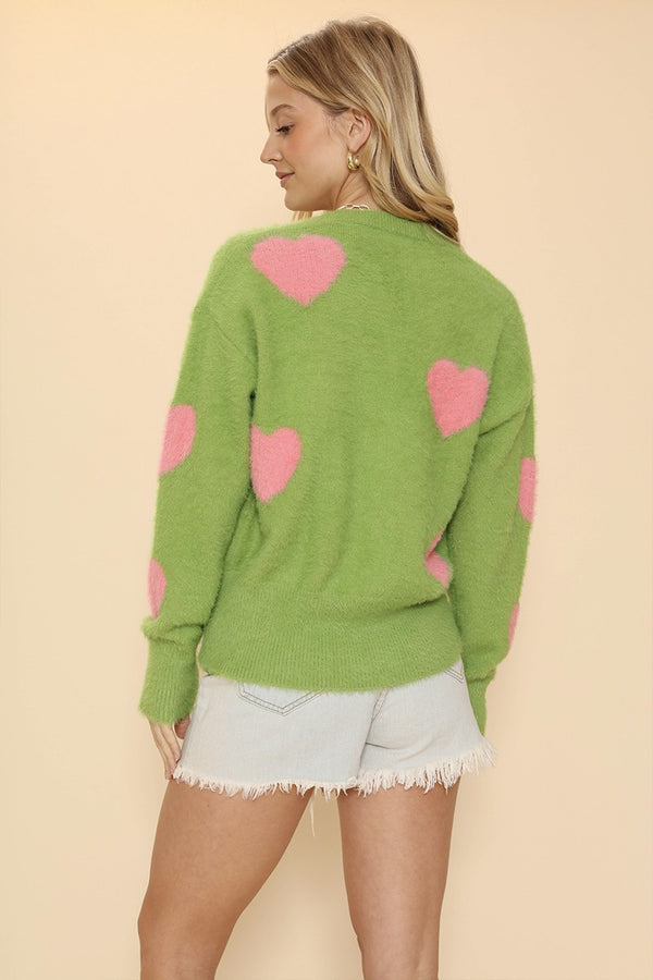 Fuzzy Heart cardigan - Miss Sparkling