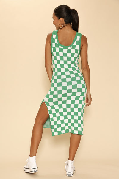 Checkered knit tank dress - Miss Sparkling