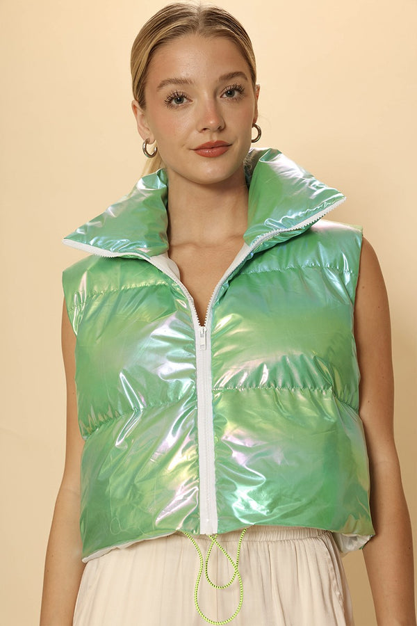 Metallic puffer vest - Miss Sparkling