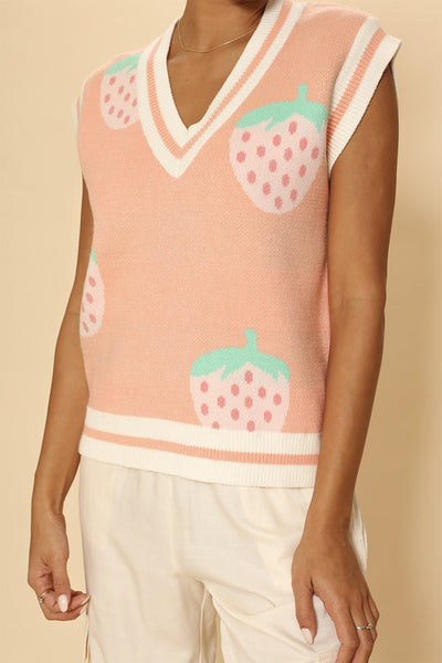 Strawberry knit vest - Miss Sparkling