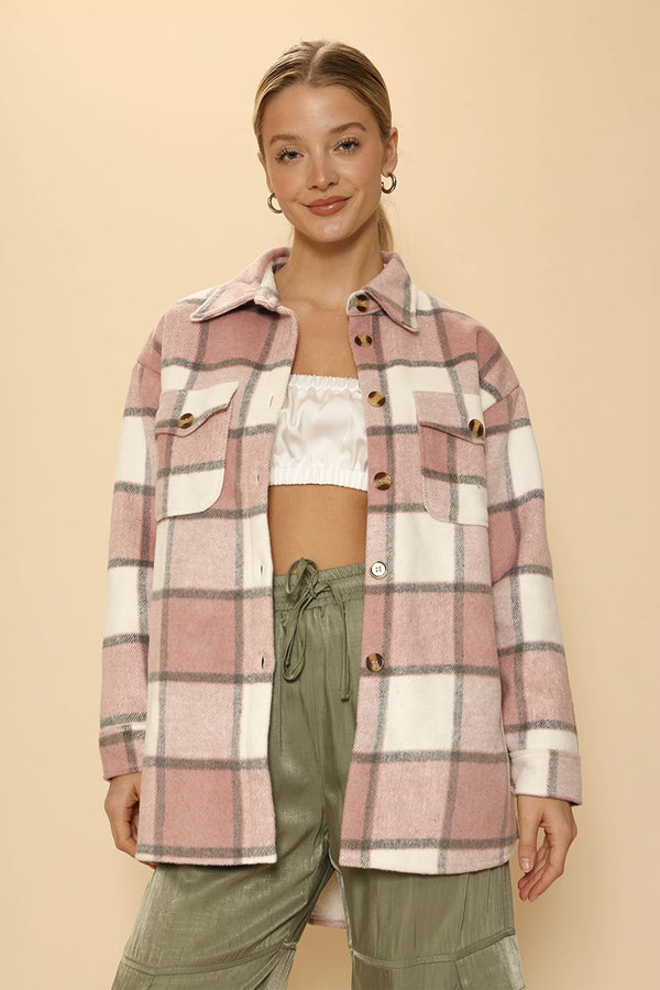Sherpa lined plaid jacket - Miss Sparkling