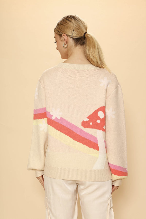 Retro stripe mushroom knit cardigan - Miss Sparkling