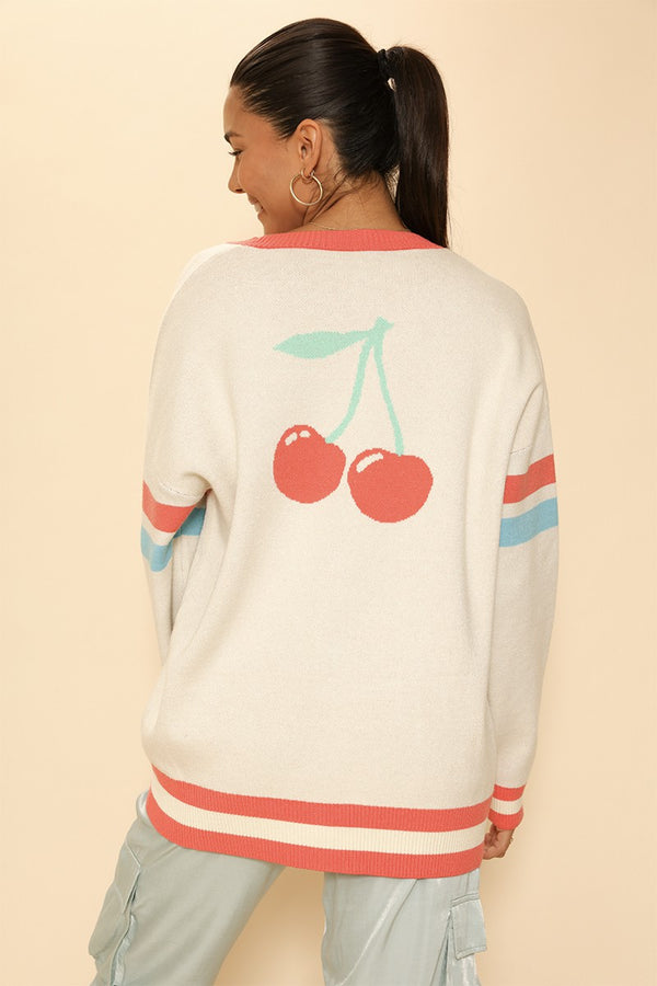 Oversized cherry varsity cardigan - Miss Sparkling