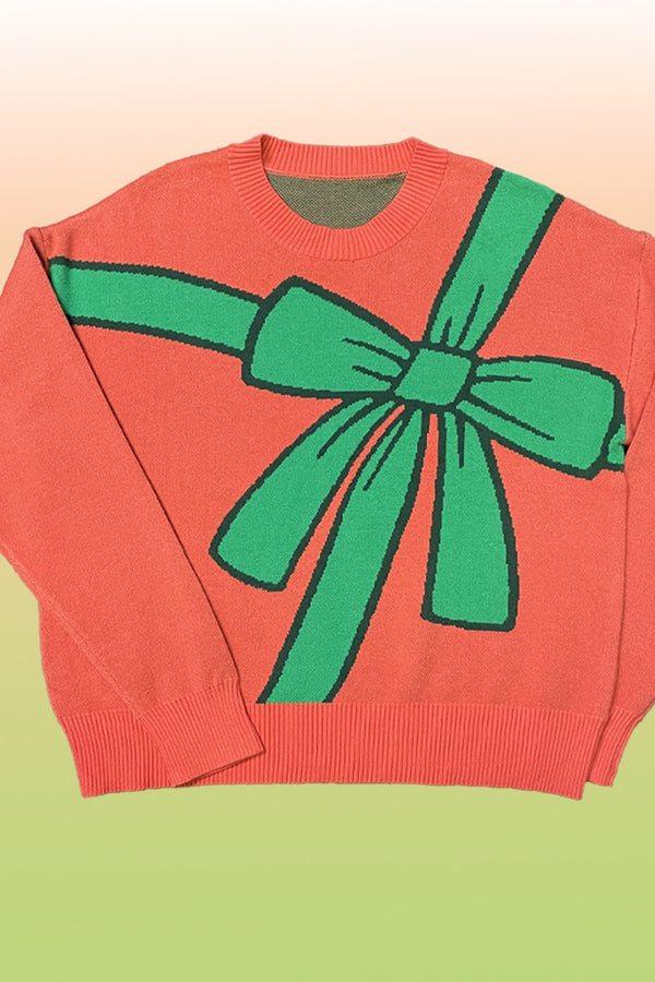 Bow wrap Christmas sweater