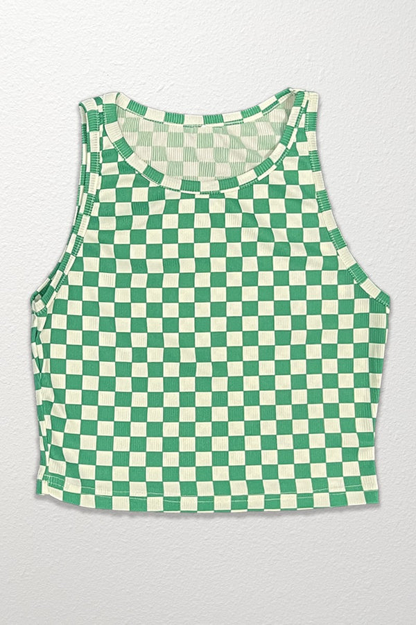 Cropped printed rib knit tank - Miss Sparkling