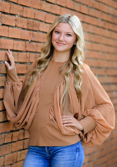 Puff mesh long sleeve top