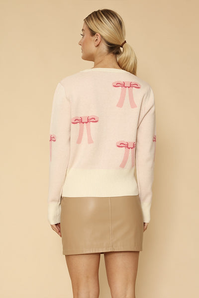 Cropped knit bow cardigan - Miss Sparkling