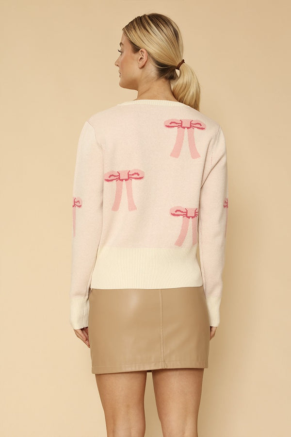 Cropped knit bow cardigan - Miss Sparkling