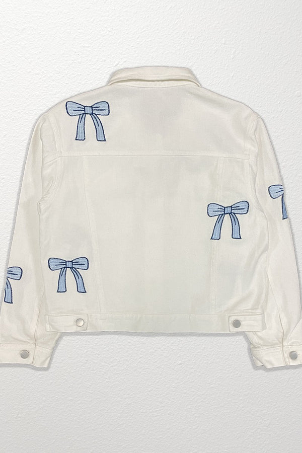 Embroidered bow denim jacket - Miss Sparkling