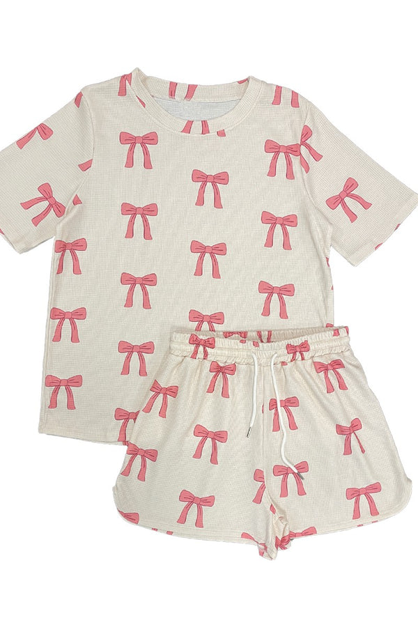 Novelty printed waffle shorts set - Miss Sparkling