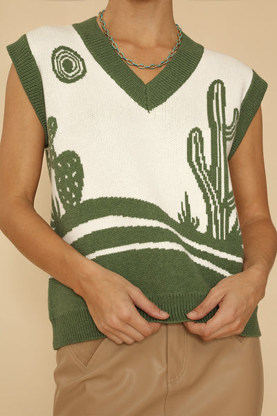 Desert landscape cactus sweater vest - Miss Sparkling