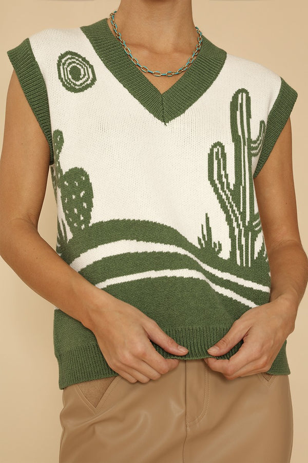 Desert landscape cactus sweater vest - Miss Sparkling