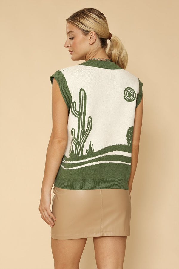 Desert landscape cactus sweater vest - Miss Sparkling