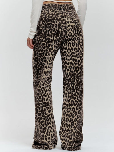Leopard denim pants