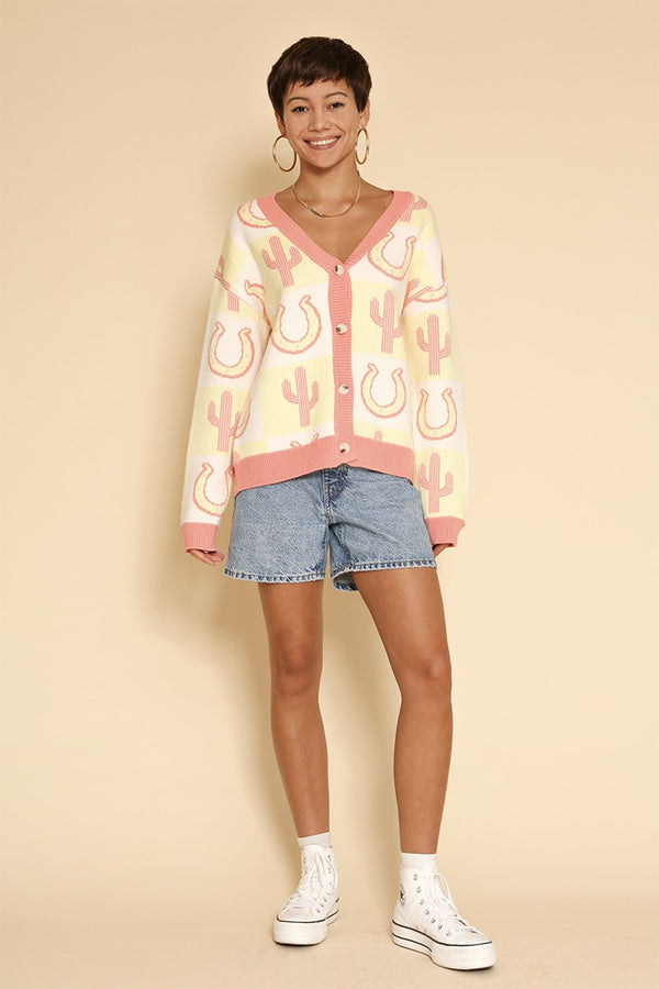 Tiled Cactus horseshoe knit cardigan