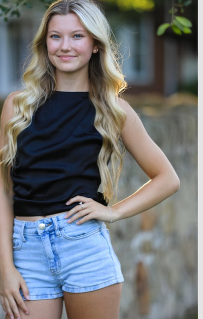 Satin Sleeveless Backless Top