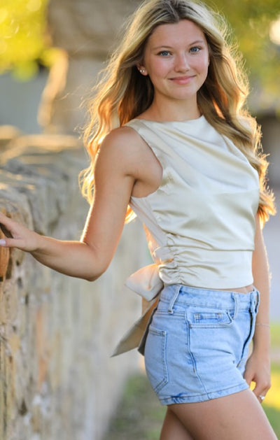 Satin Sleeveless Backless Top