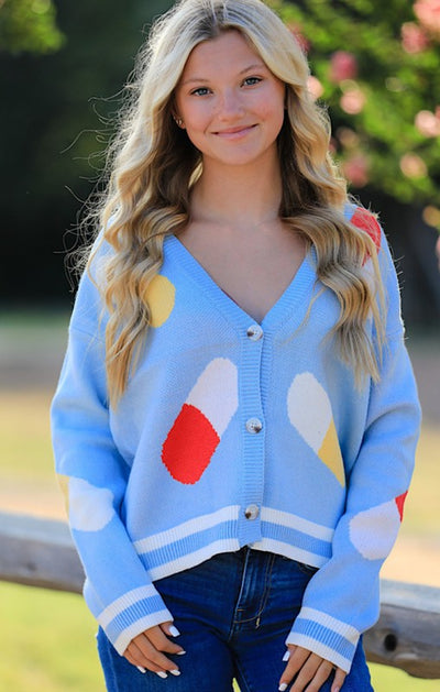 Colorful Capsule Pattern Cardigan