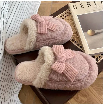 Cozy Knit Bow Slippers
