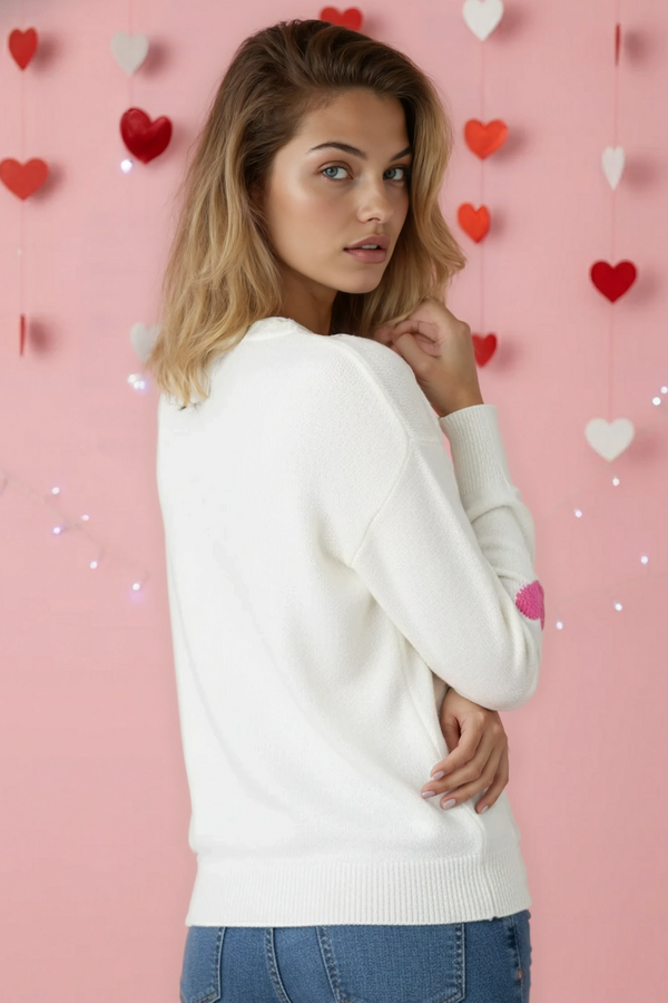 Heart Print Knit Sweater