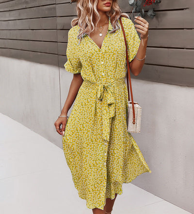 Flutter Sleeve Tie Waist Wrap Dress – Summer Colors