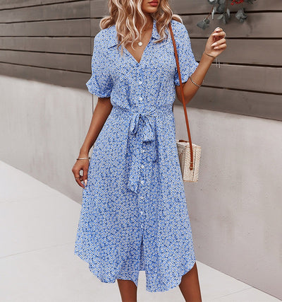 Flutter Sleeve Tie Waist Wrap Dress – Summer Colors