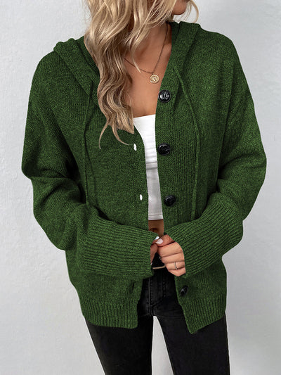 Button front hooded cardigan