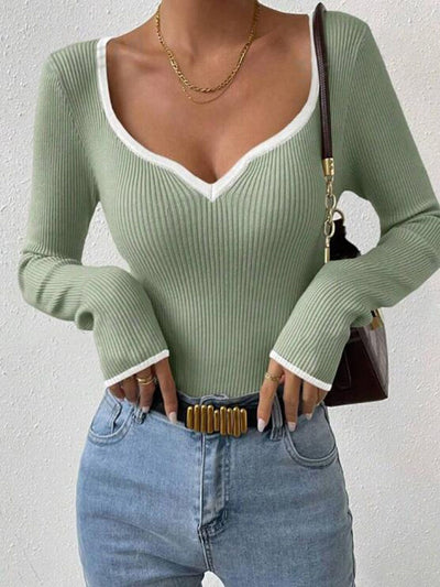 Ribbed long sleeve top