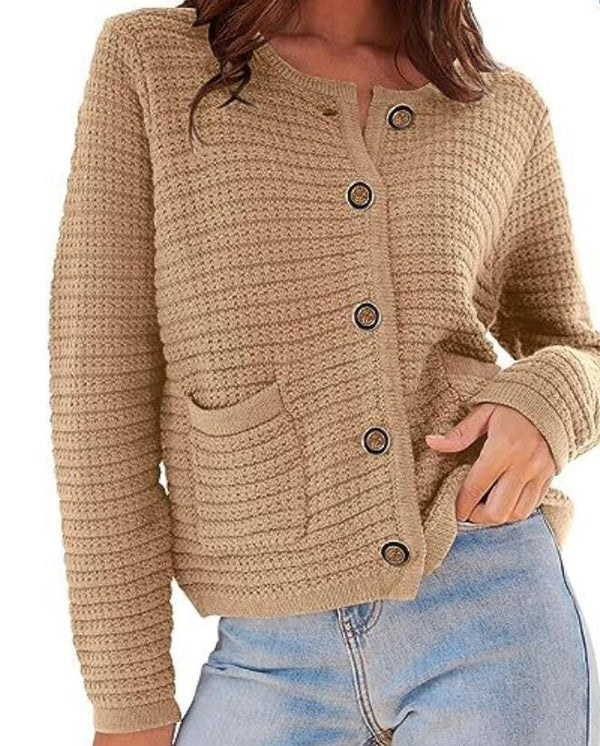 Textured button front cardigan
