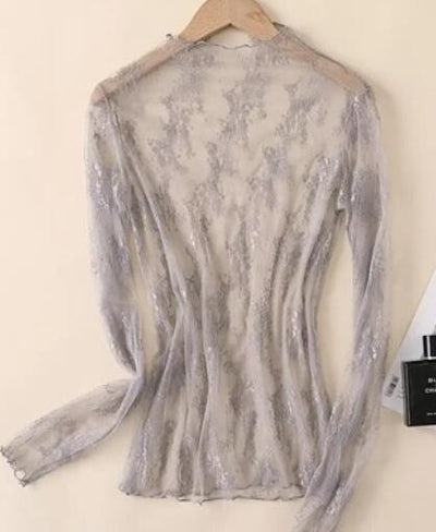 Long sleeve mesh top