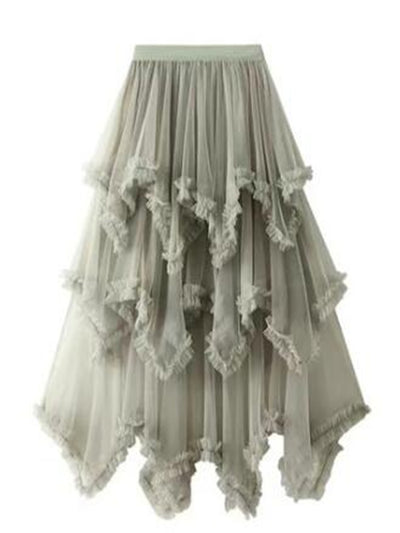 Layered Mesh High Waist Skirt