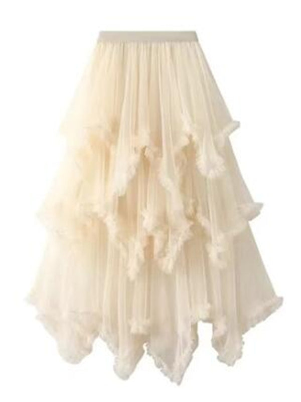 Layered Mesh High Waist Skirt