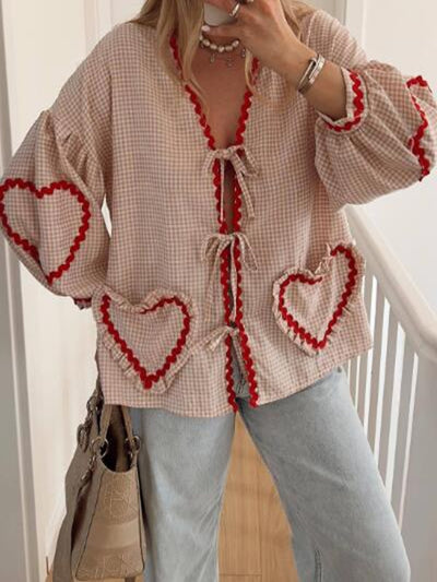 Front Tie lantern sleeve top