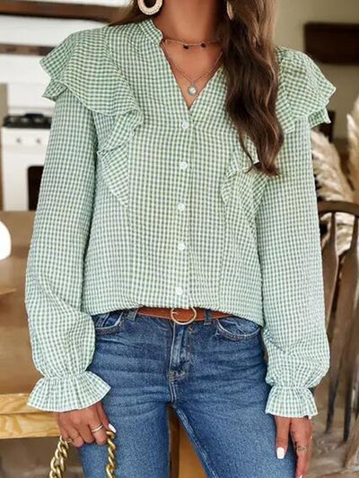 Plaid long sleeve top