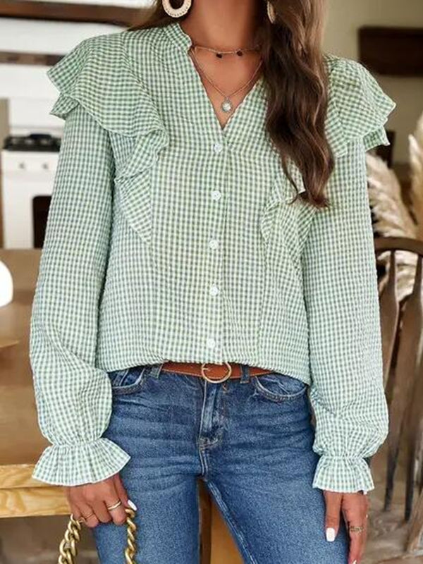 Plaid long sleeve top