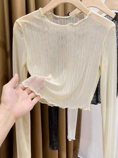 Cropped Mesh long sleeve top