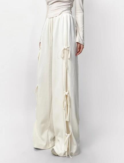 Side tie ribbon bows sweat pants