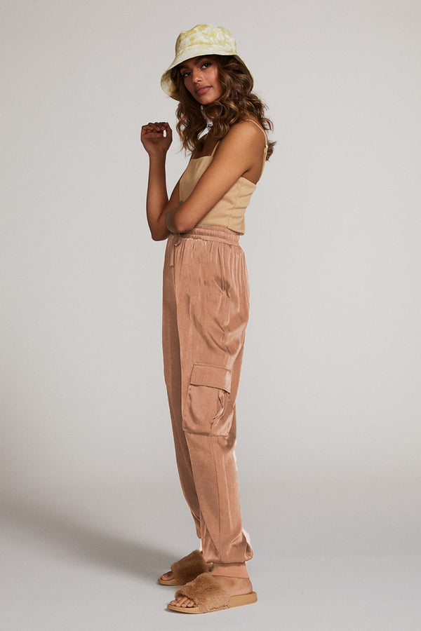 Textured satin cargo pants - Miss Sparkling