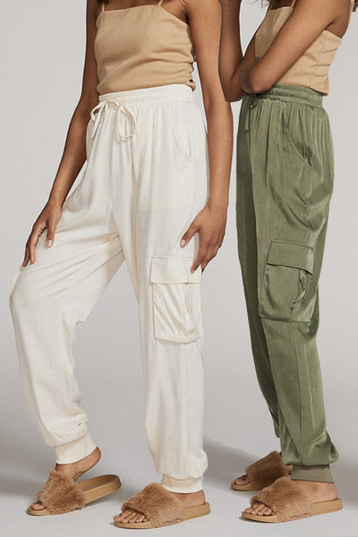 Textured satin cargo pants - Miss Sparkling