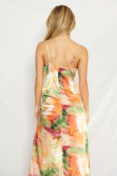 V-Neck Satin Dress - Miss Sparkling