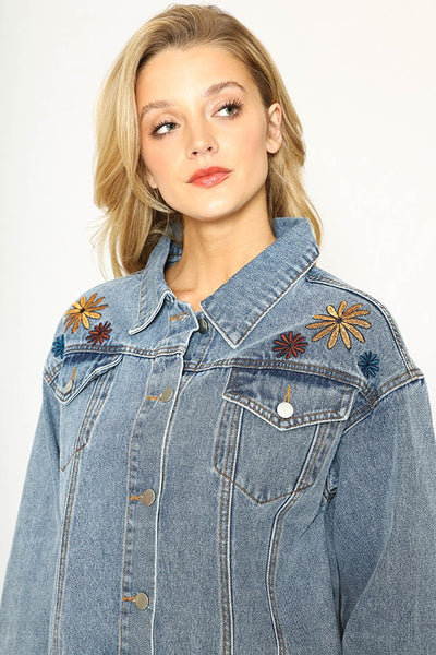 Flower Denim Jacket - Miss Sparkling