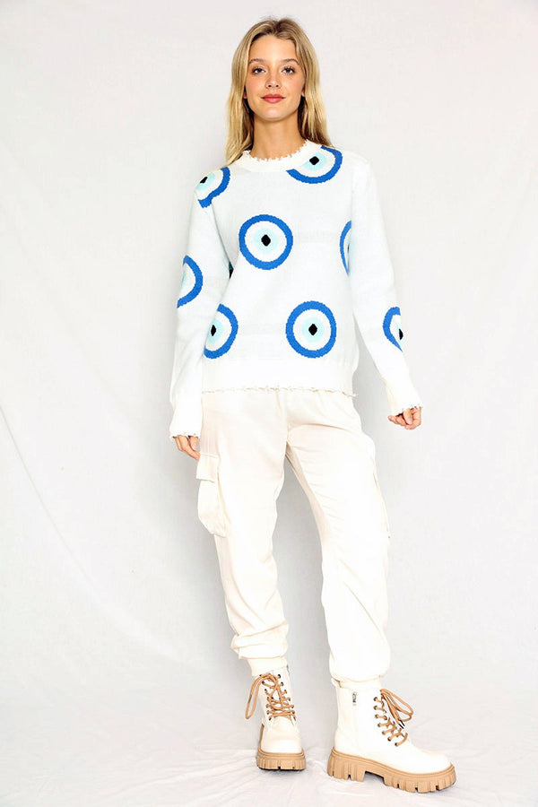 Evil eye knit sweater - Miss Sparkling