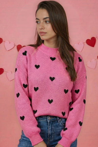 All over heart sweater