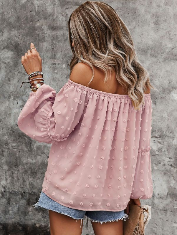 Off the Shoulder Dotted Blouse